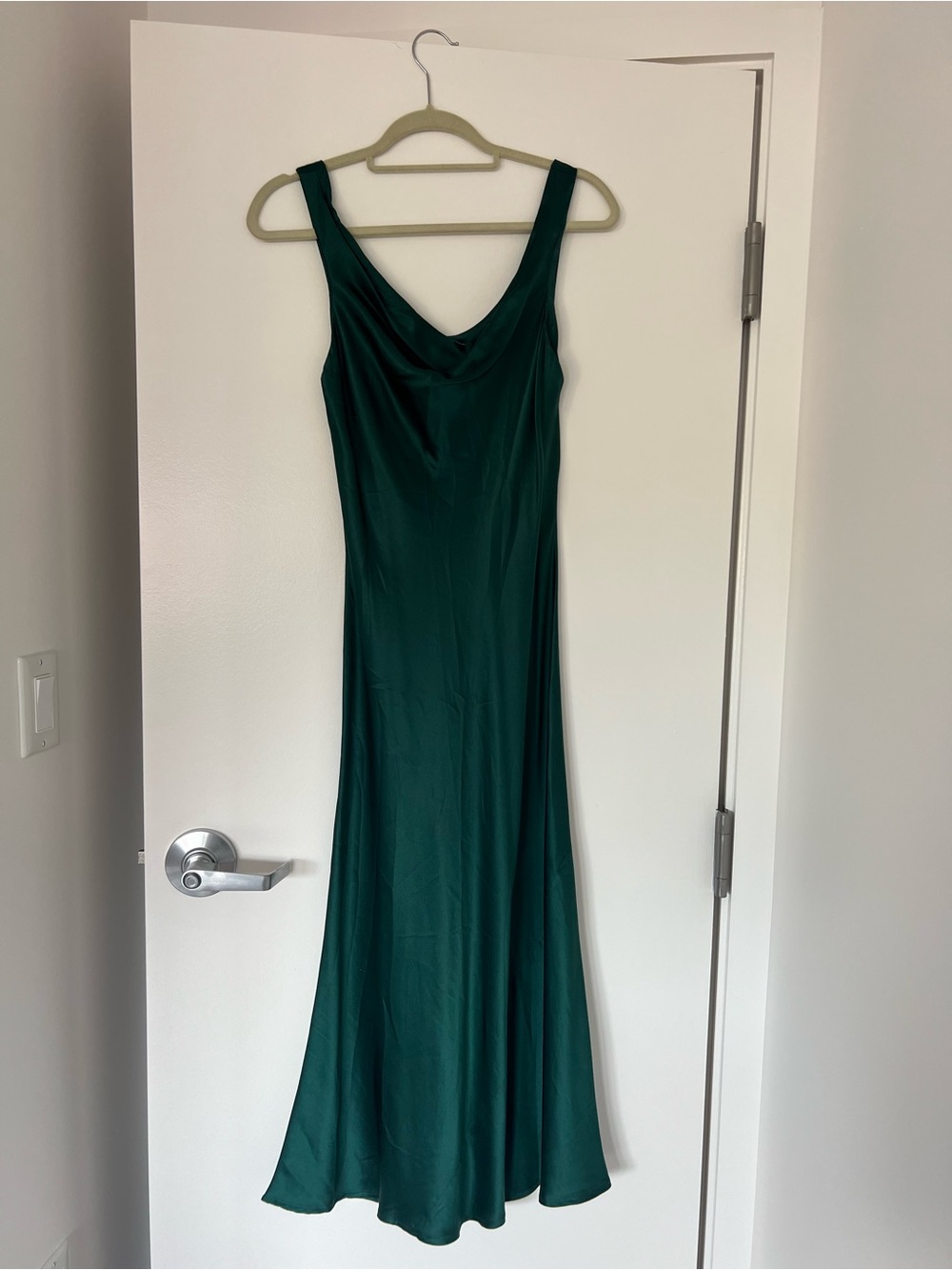 Reformation Emerald Green Satin Slip Maxi Dress